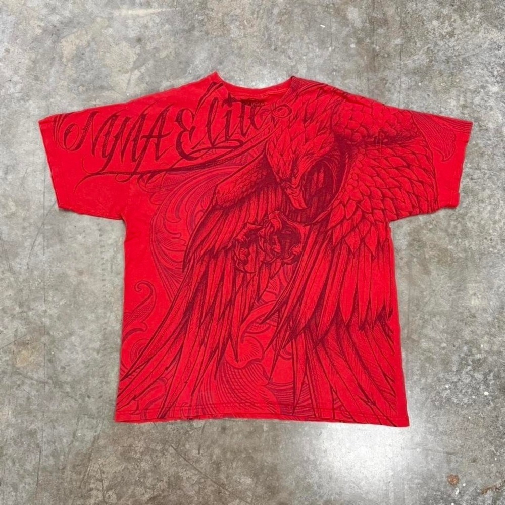 Red MMA Elite AOP Y2K Grunge Tee Size XL